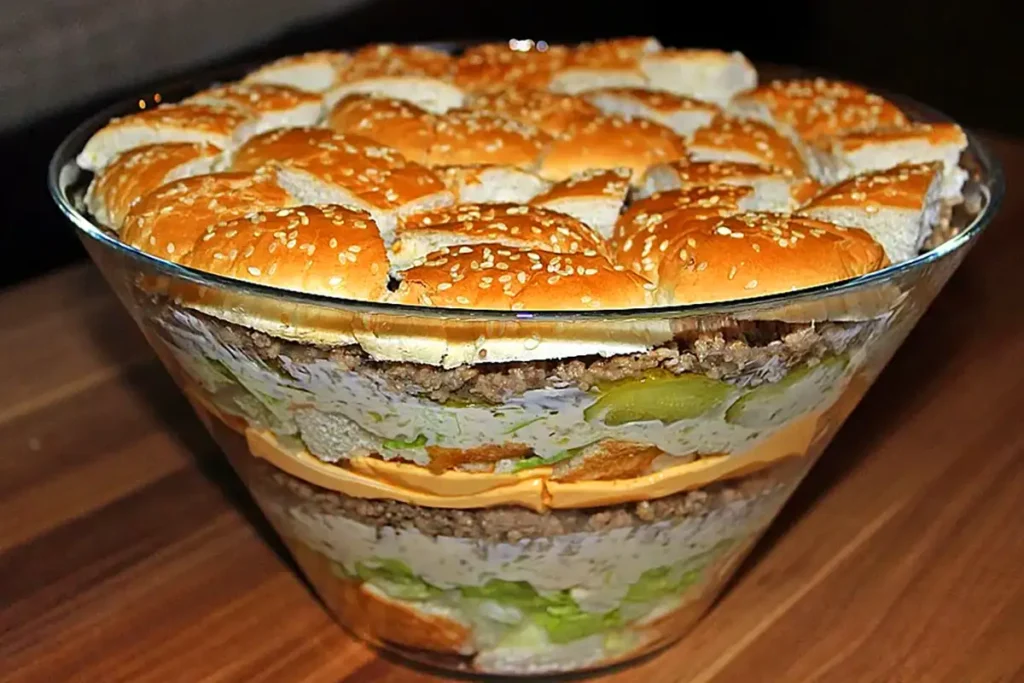 Big Mac Salat Rezept - Big Mac als Schichtsalat