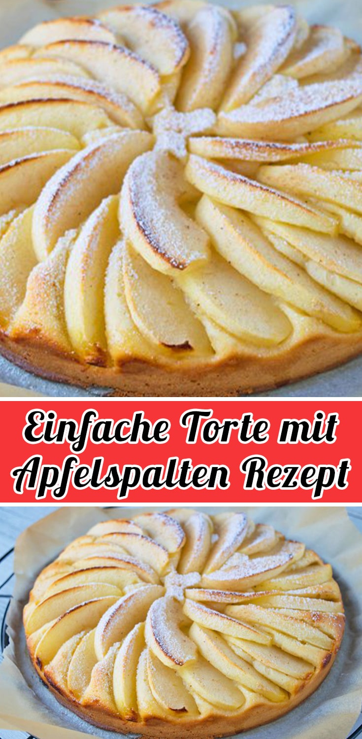 Einfache Torte mit Apfelspalten Rezept