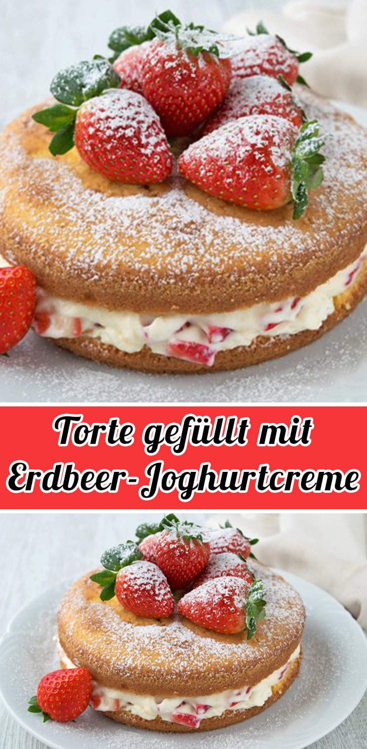 Torte gefüllt mit Erdbeer-Joghurtcreme Rezept