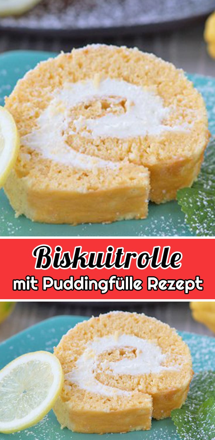 Biskuitrolle mit Puddingfülle Rezept