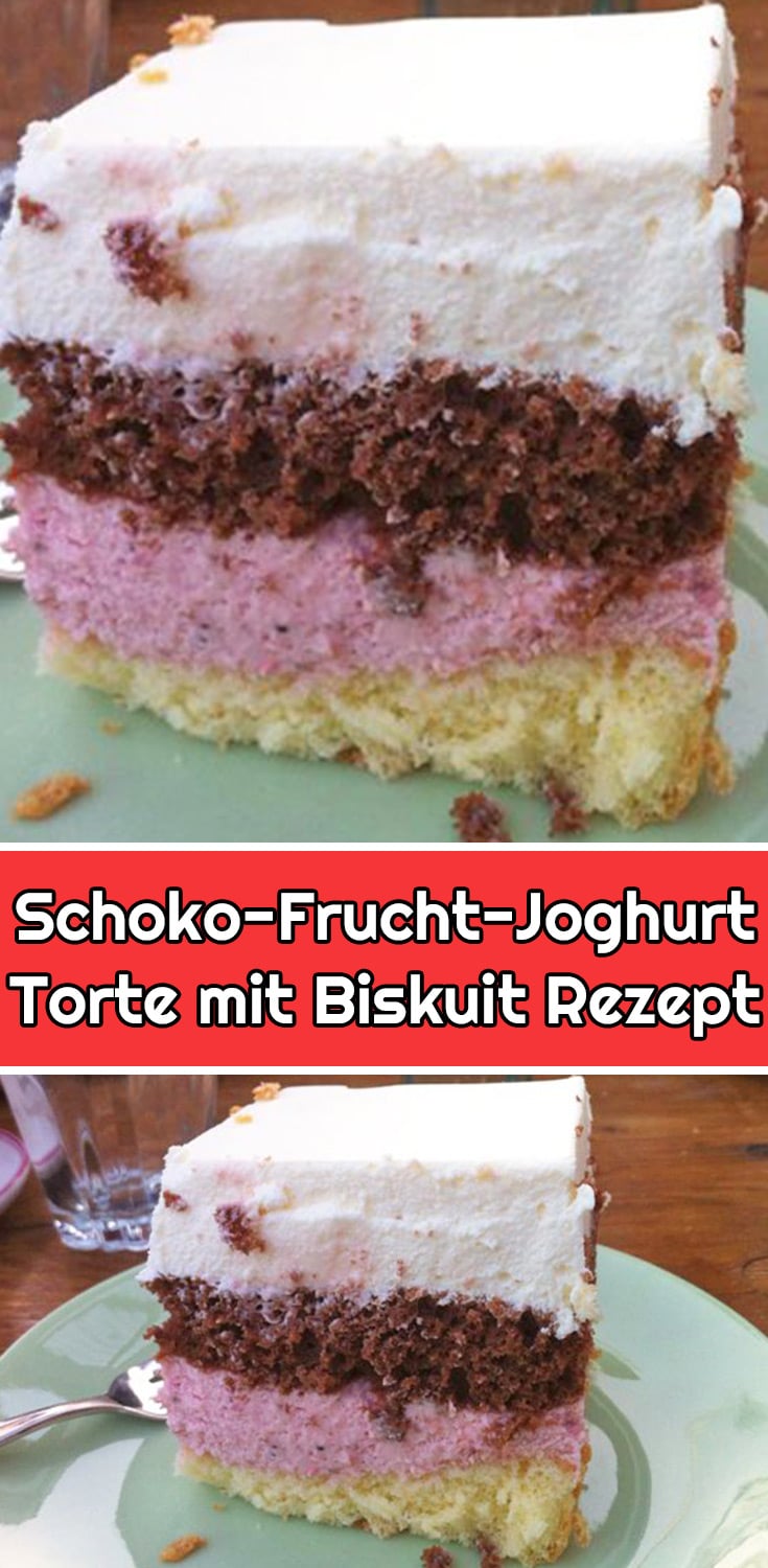 Schoko-Frucht-Joghurt-Torte mit Biskuit Rezept
