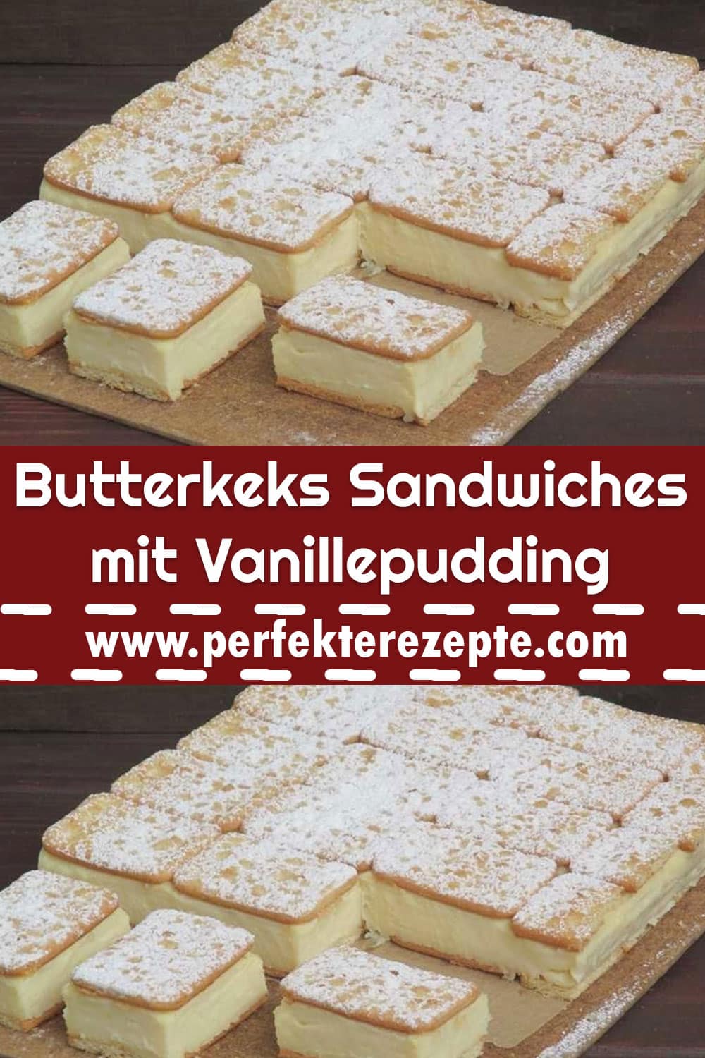 Butterkeks Sandwiches mit Vanillepudding