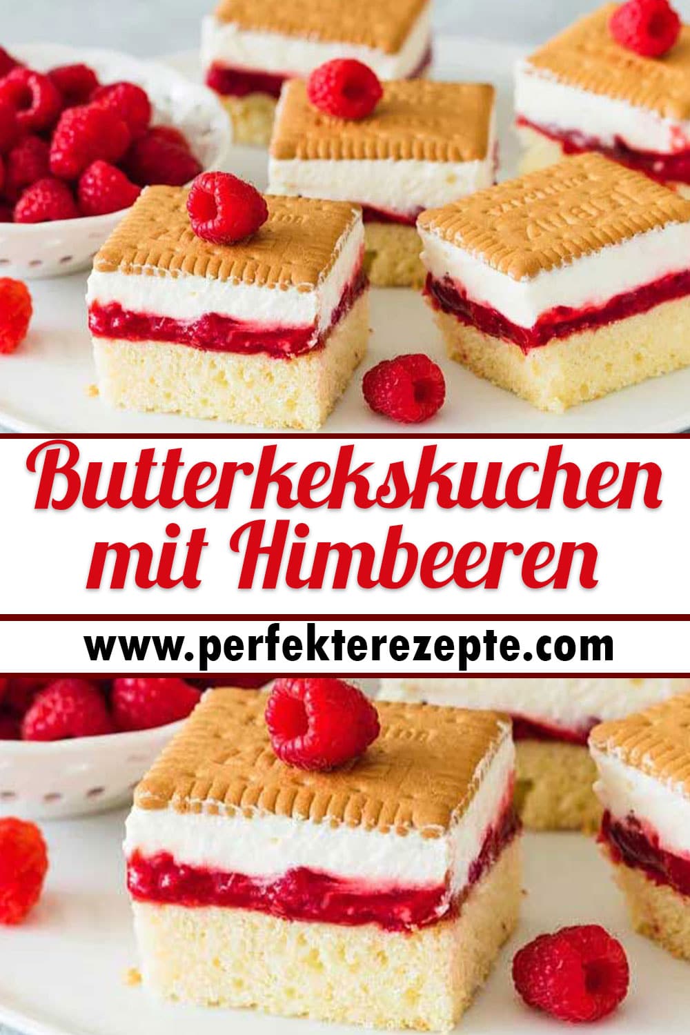 Butterkekskuchen mit Himbeeren Rezept