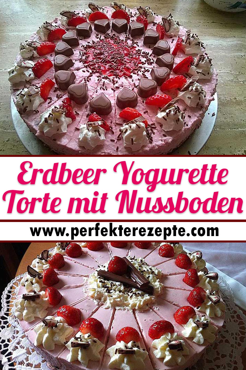 Erdbeer Yogurette Torte mit Nussboden Rezept