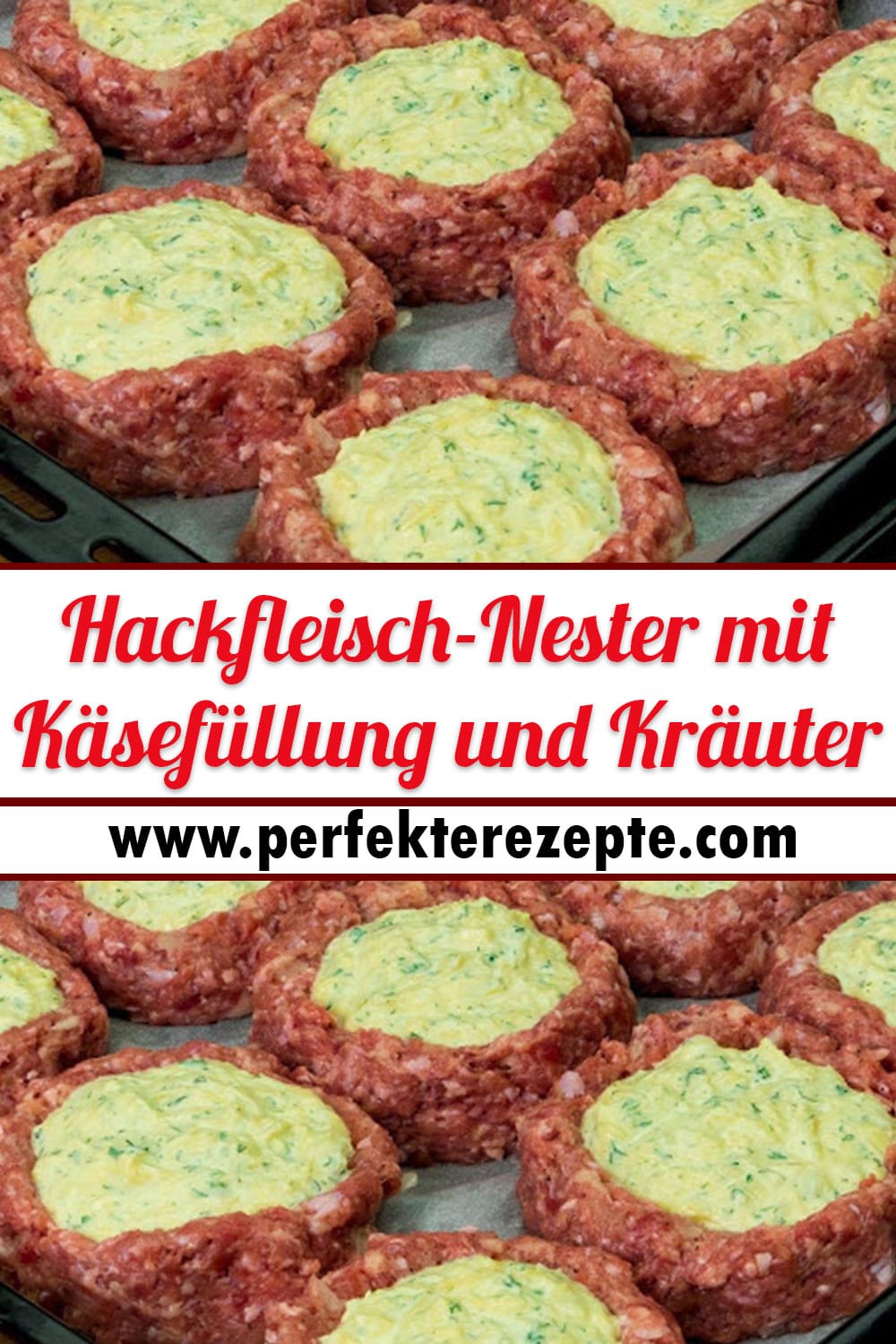 Hackfleisch-Nester mit Käsefüllung und Kräuter Rezept