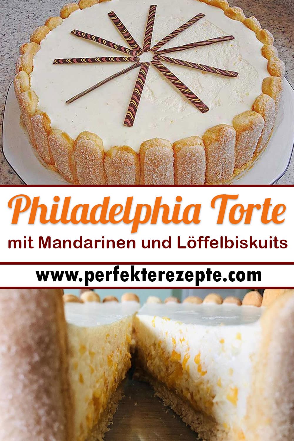 Philadelphia Torte mit Mandarinen und Löffelbiskuits Rezept