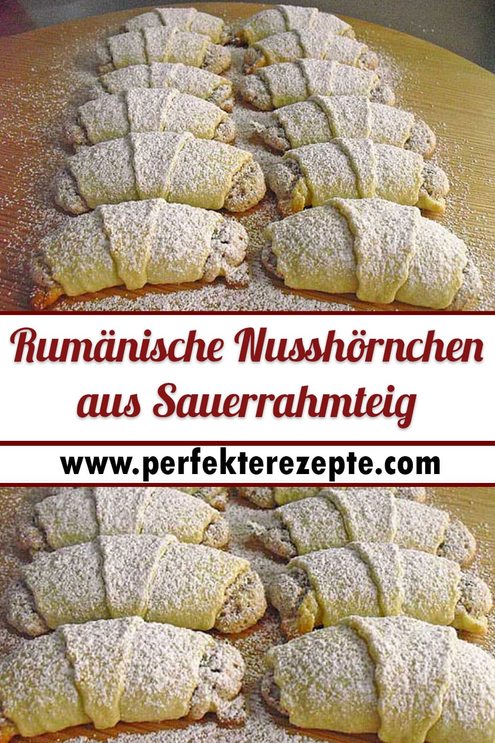 Rumänische Nusshörnchen aus Sauerrahmteig Rezept