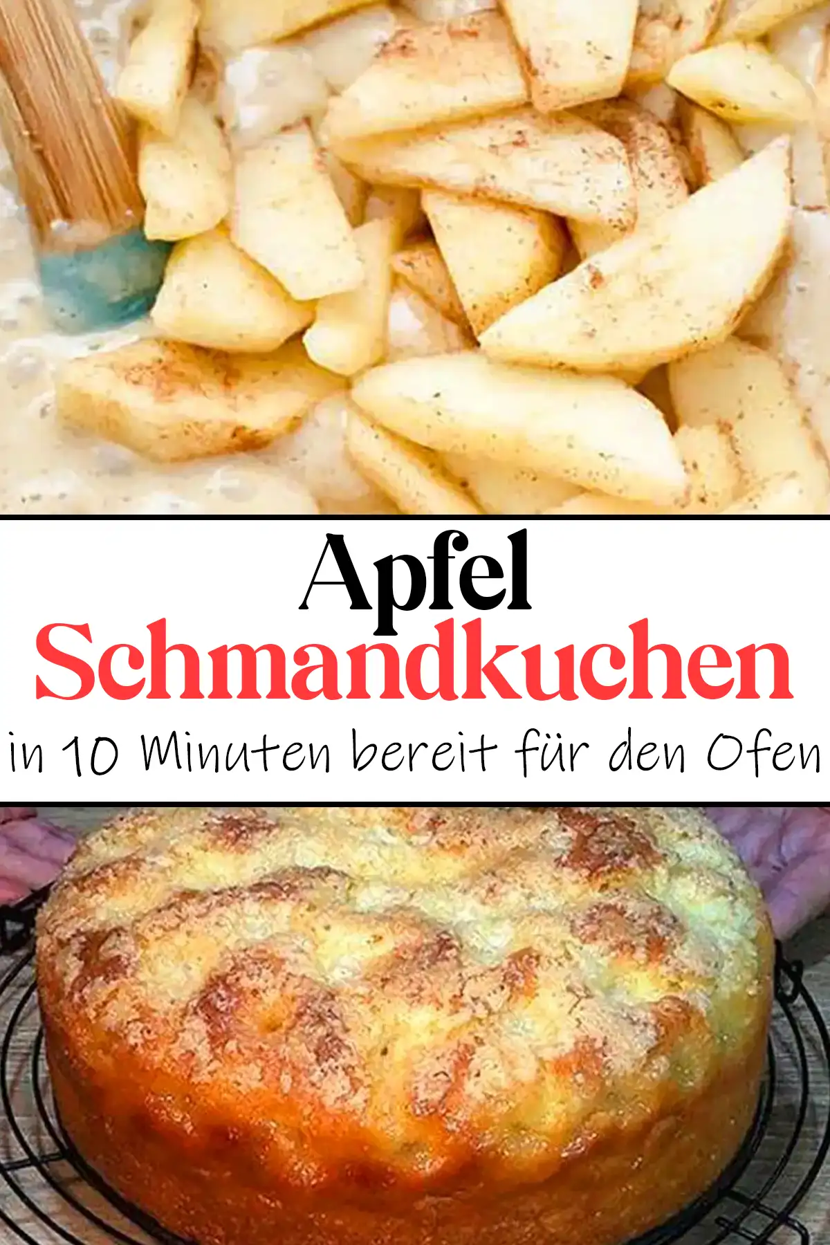 Apfel Schmandkuchen Rezept in 10 Minuten bereit für den Ofen !