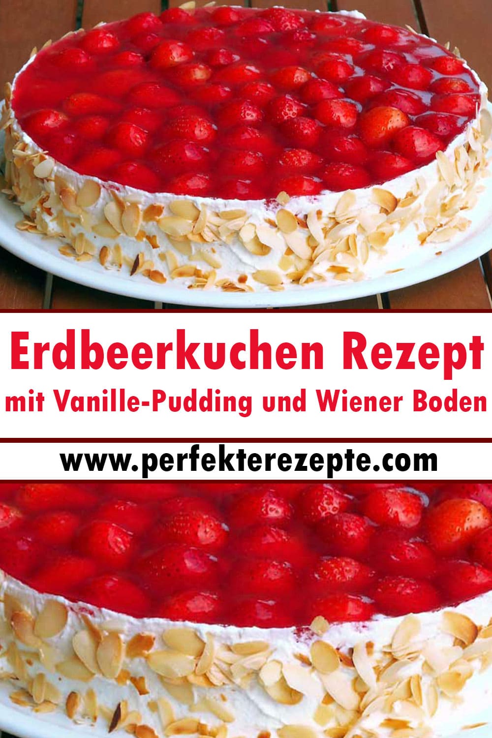 Erdbeerkuchen mit Vanille-Pudding und Wiener Boden Rezept