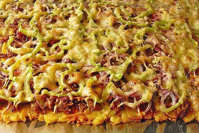 Kartoffelpizza mit Hackfleisch, ohne Hefeteig Rezept