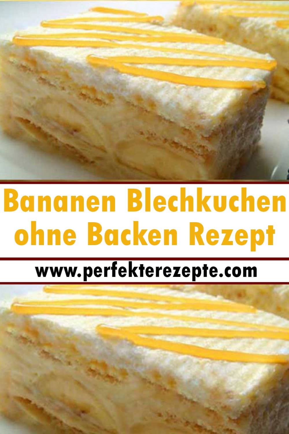 Bananen Blechkuchen ohne Backen Rezept