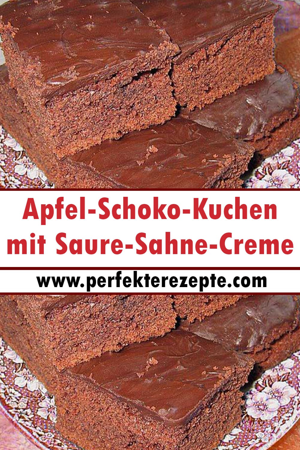 Blitzschneller Apfel-Schoko-Kuchen mit Saure-Sahne-Creme Rezept