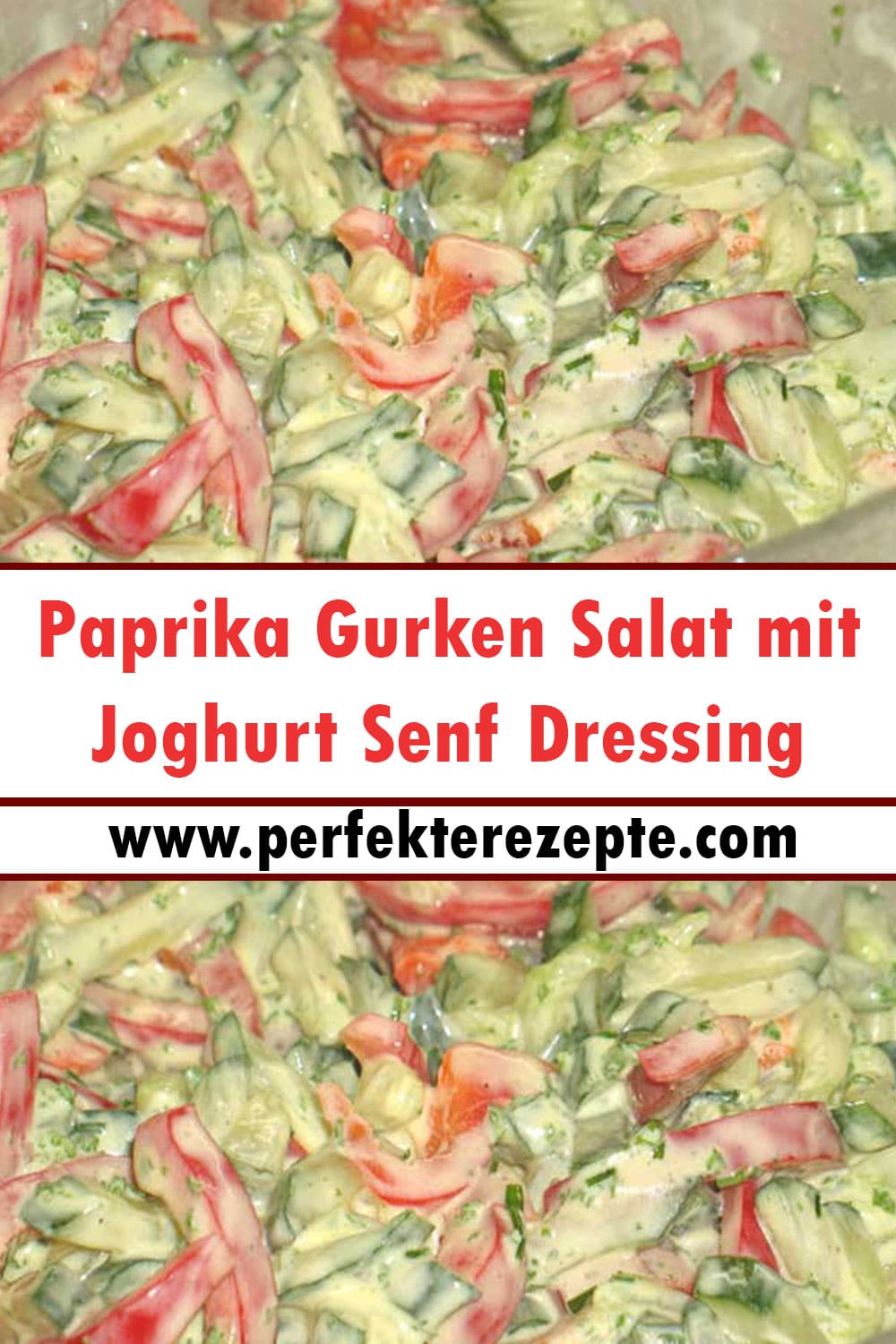 Einfach Paprika Gurken Salat mit Joghurt Senf Dressing Rezept