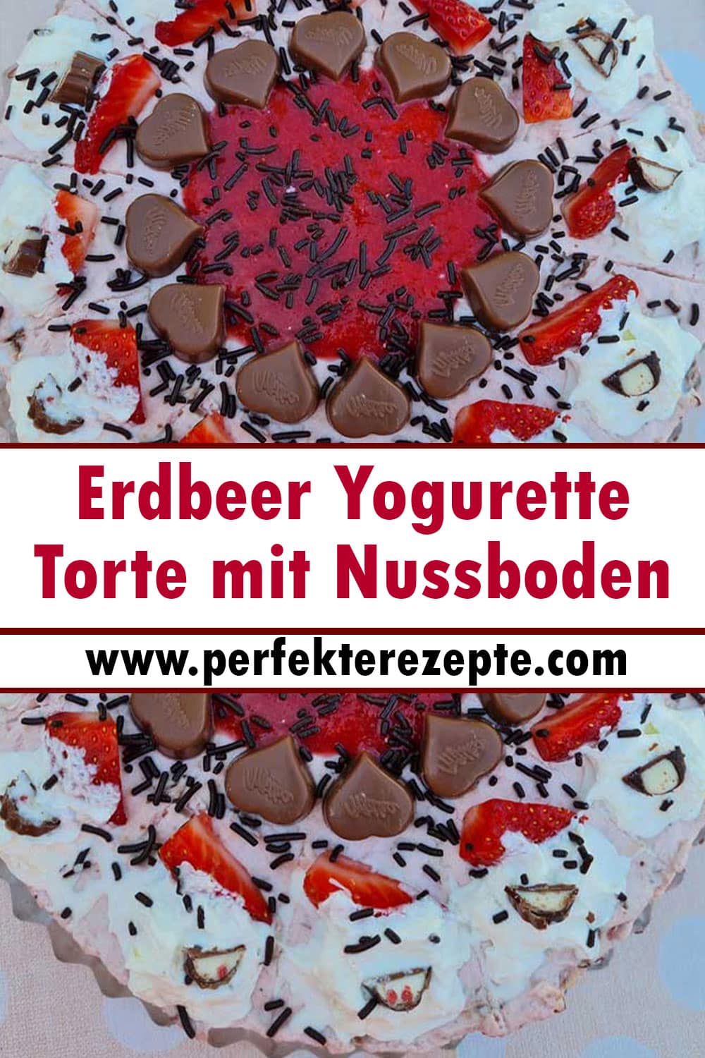 Erdbeer Yogurette Torte mit Nussboden Rezept