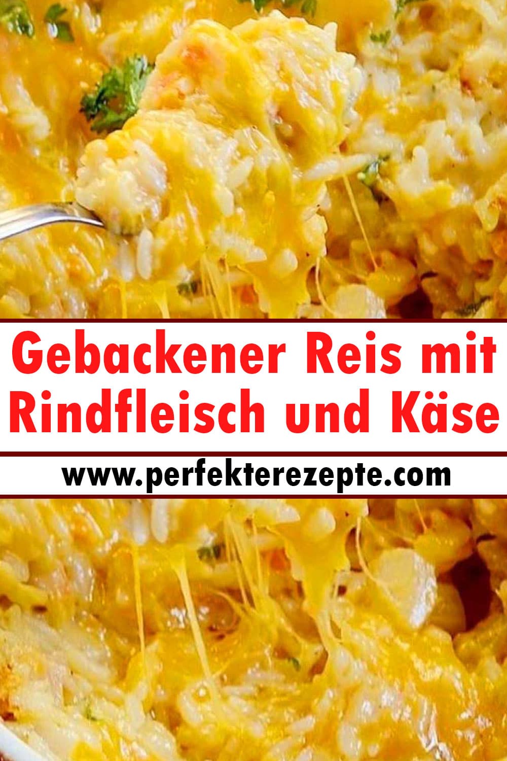 Gebackener Reis mit Rindfleisch und Käse Rezept