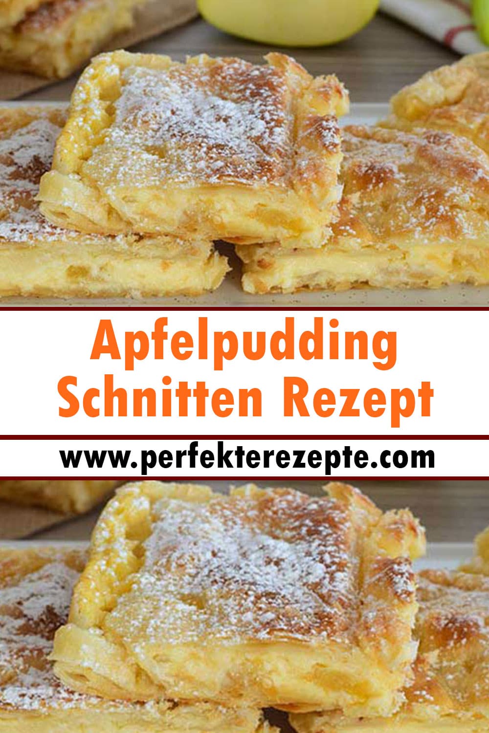 Leckere Apfelpudding Schnitten Rezept die immer gelingen