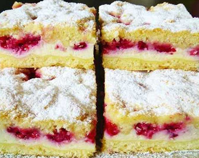 Raspelkuchen Mit Himbeeren Und Pudding Rezept