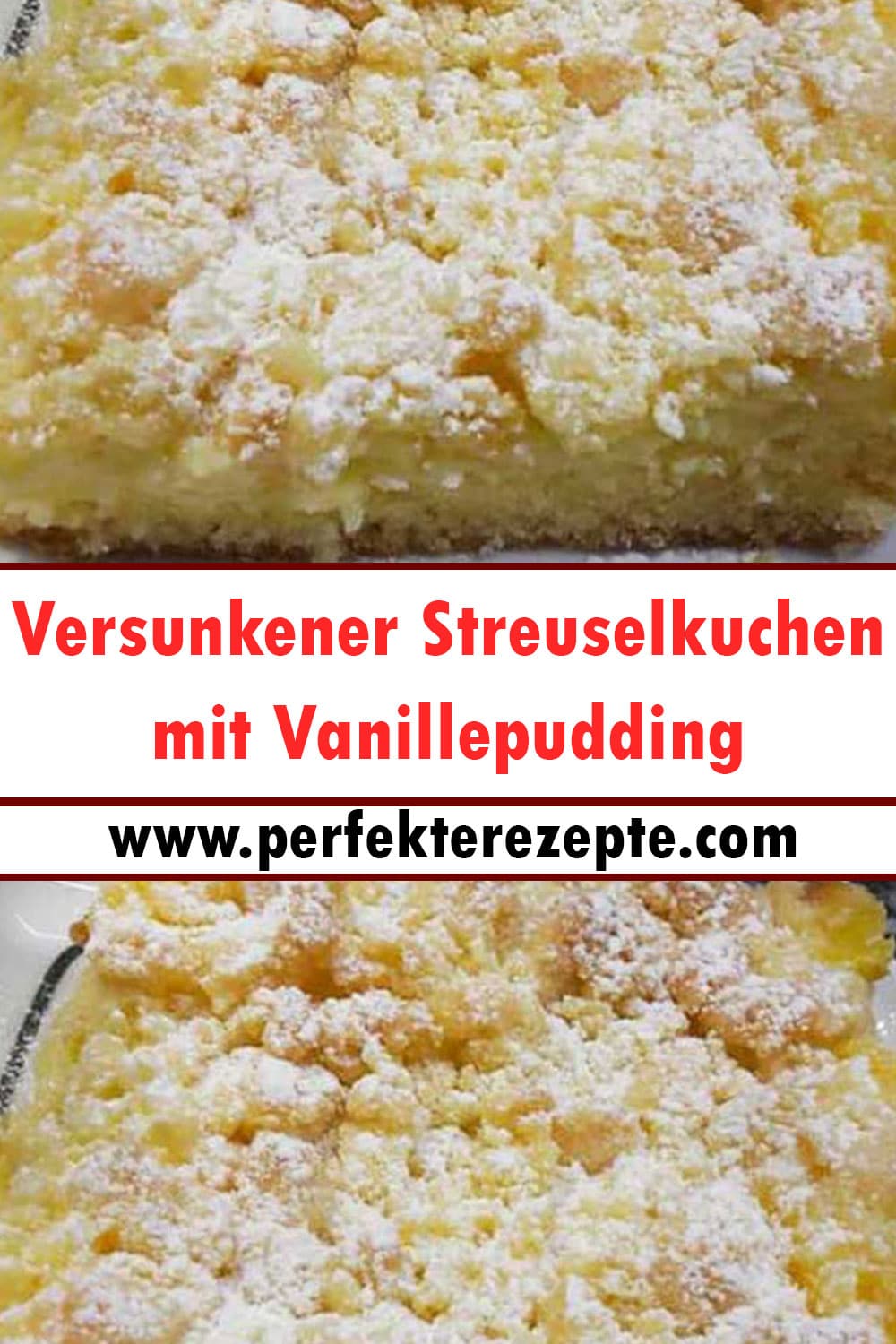 Versunkener Streuselkuchen mit Vanillepudding Rezept