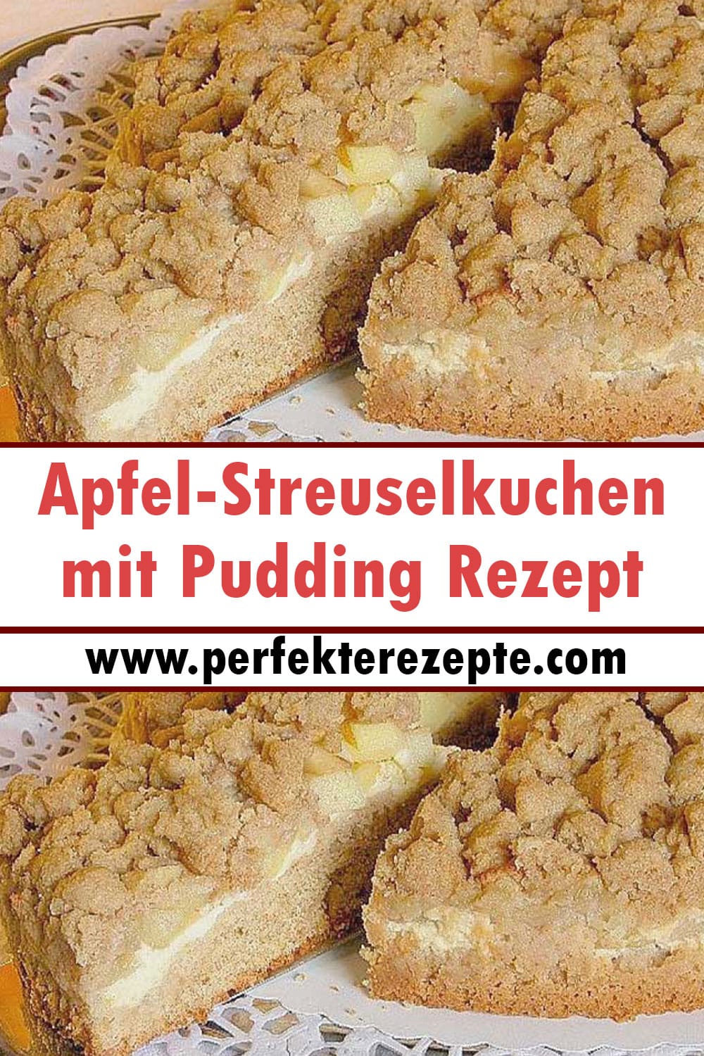 Apfel-Streuselkuchen mit Pudding Rezept