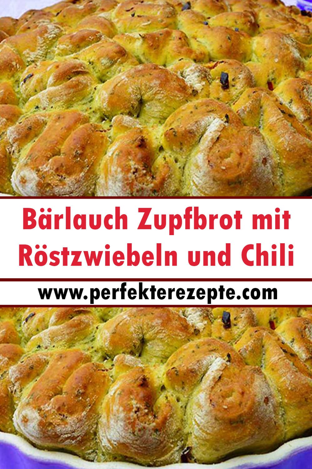 Bärlauch Zupfbrot mit Röstzwiebeln und Chili Rezept