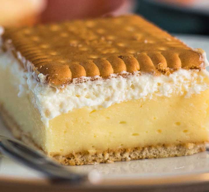 Butterkeks Vanillecreme-Schnitten Kuchen Torte / Kekskuchen | ohne backen Rezept