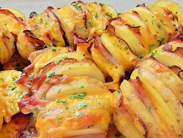 Fächerkartoffeln mit Schinken und Käse Rezept