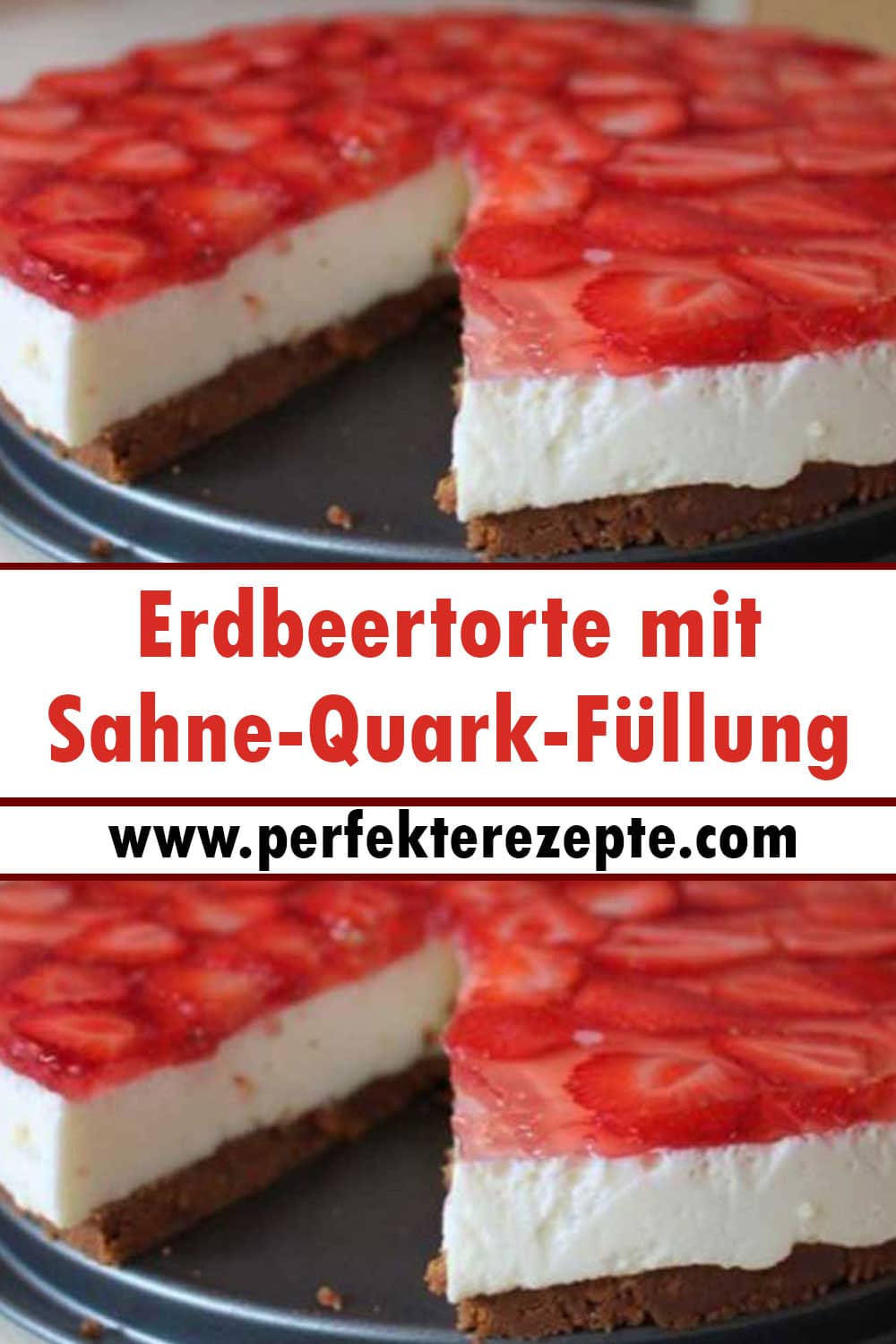 Frische Erdbeertorte mit Sahne-Quark-Füllung Rezept