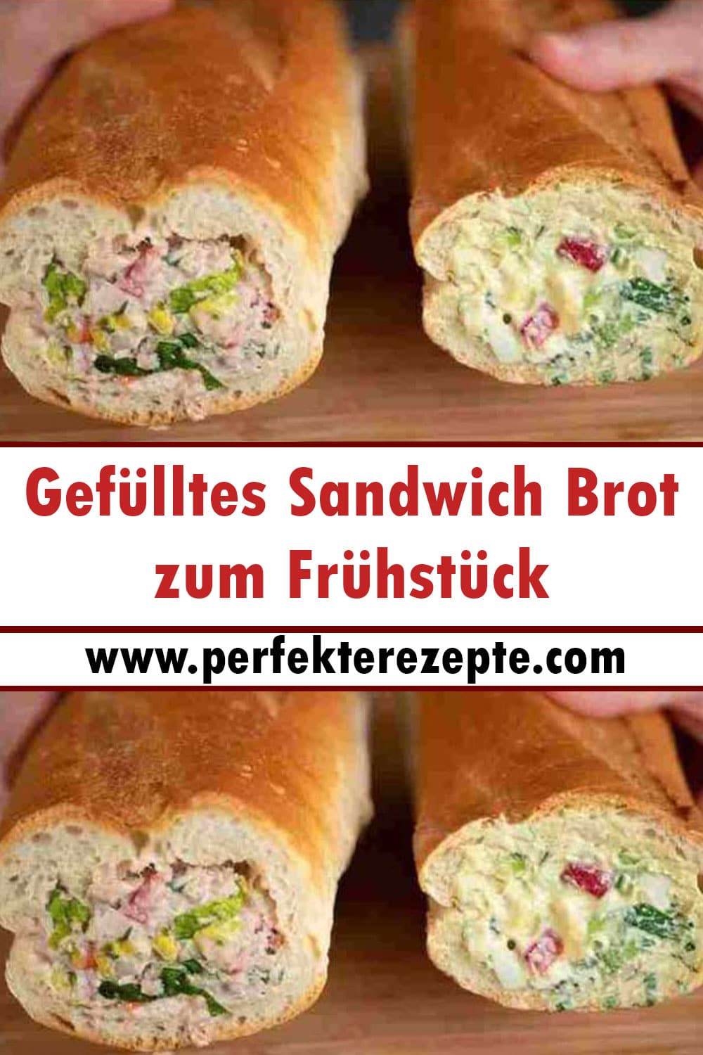 Gefülltes Sandwich Brot zum Frühstück Rezept