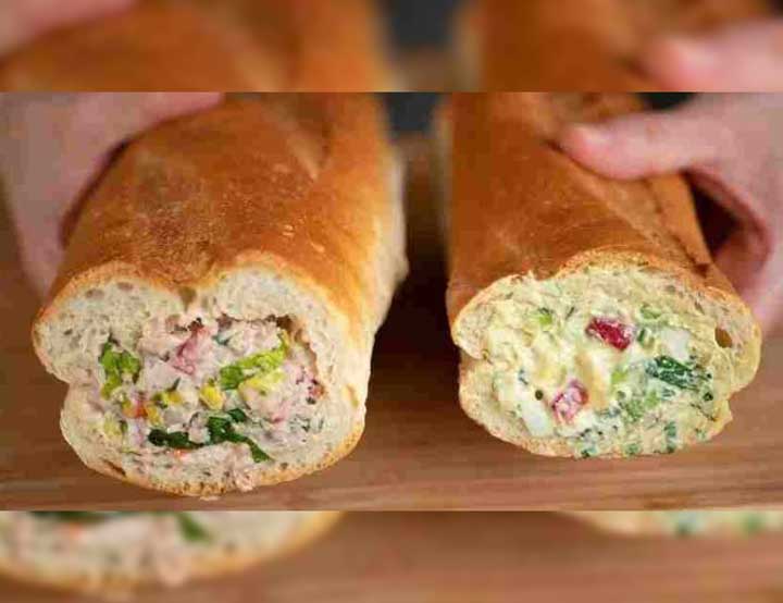 Gefülltes Sandwich Brot zum Frühstück Rezept