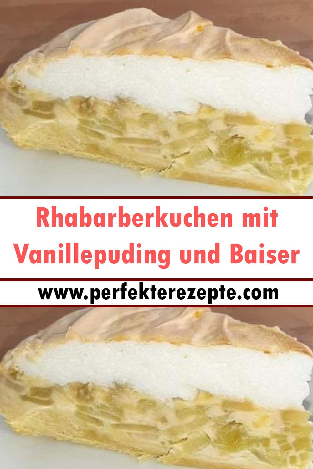 Rhabarberkuchen mit Vanillepuding und Baiser Rezept