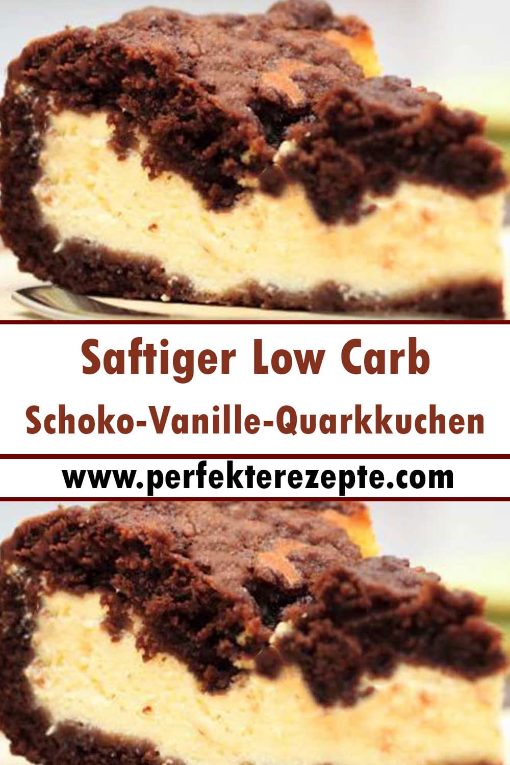 Saftiger Low Carb Schoko-Vanille-Quarkkuchen Rezept