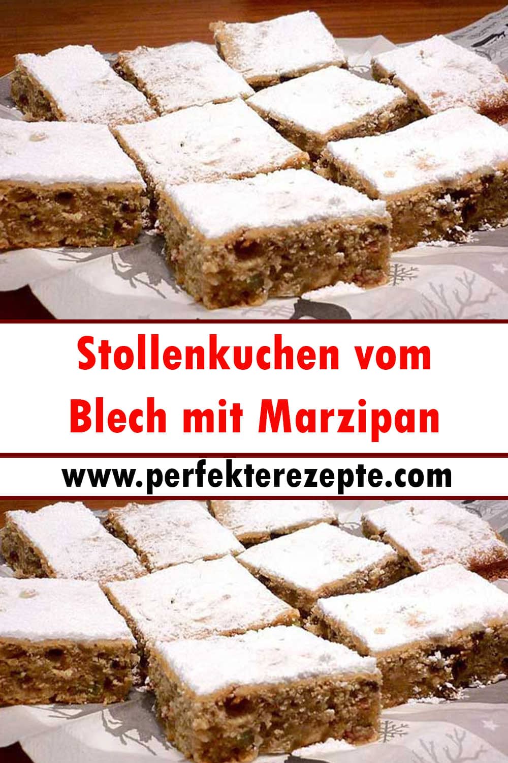 Stollenkuchen vom Blech mit Marzipan Rezept