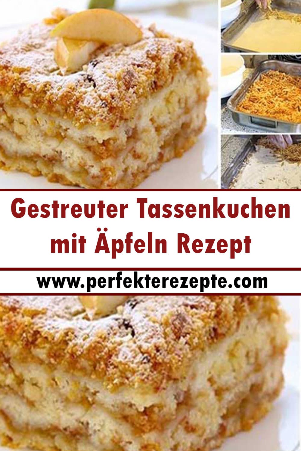 Gestreuter Tassenkuchen mit Äpfeln Rezept