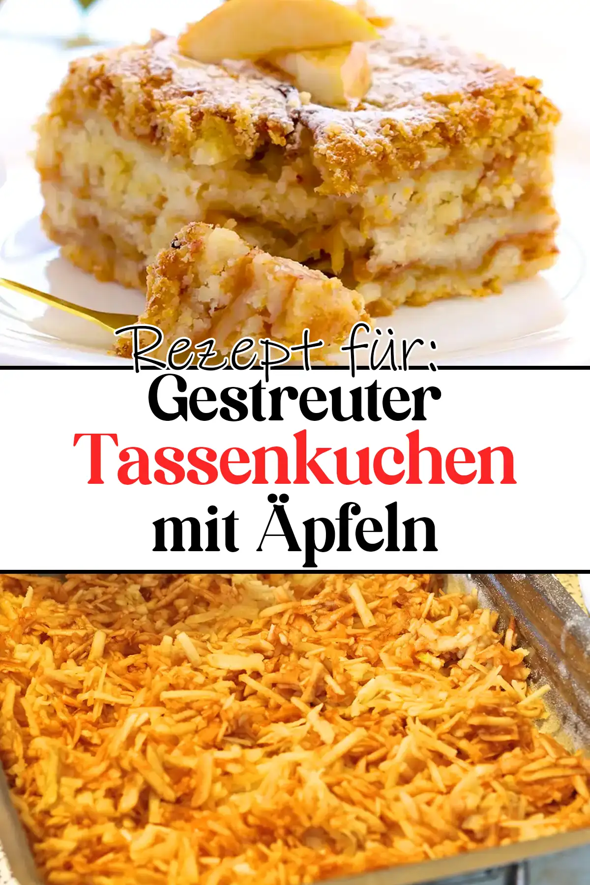 Gestreuter Tassenkuchen mit Äpfeln Rezept