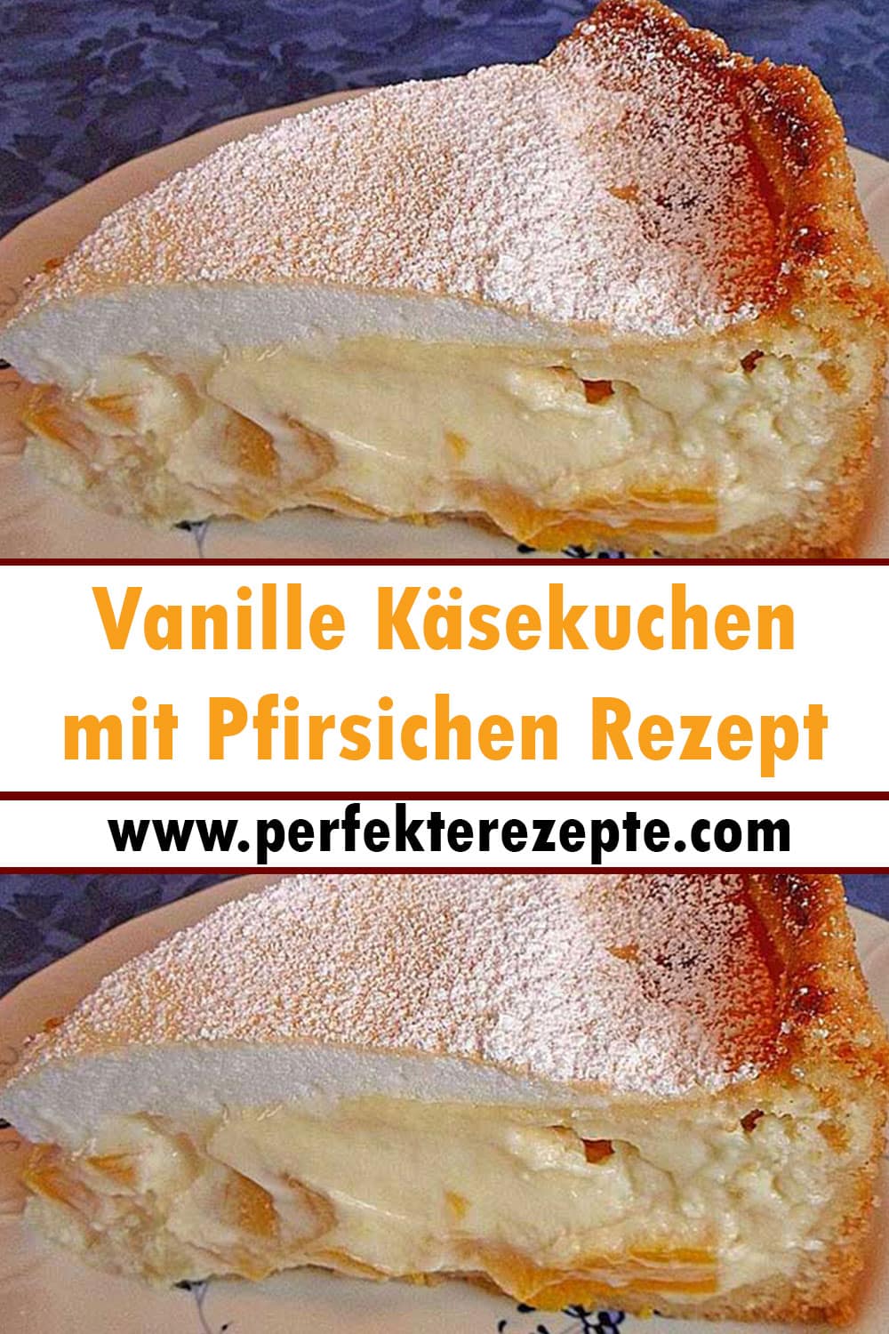 Vanille Käsekuchen mit Pfirsichen Rezept