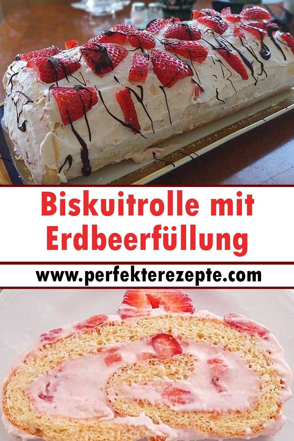 Biskuitrolle mit Erdbeerfüllung Rezept