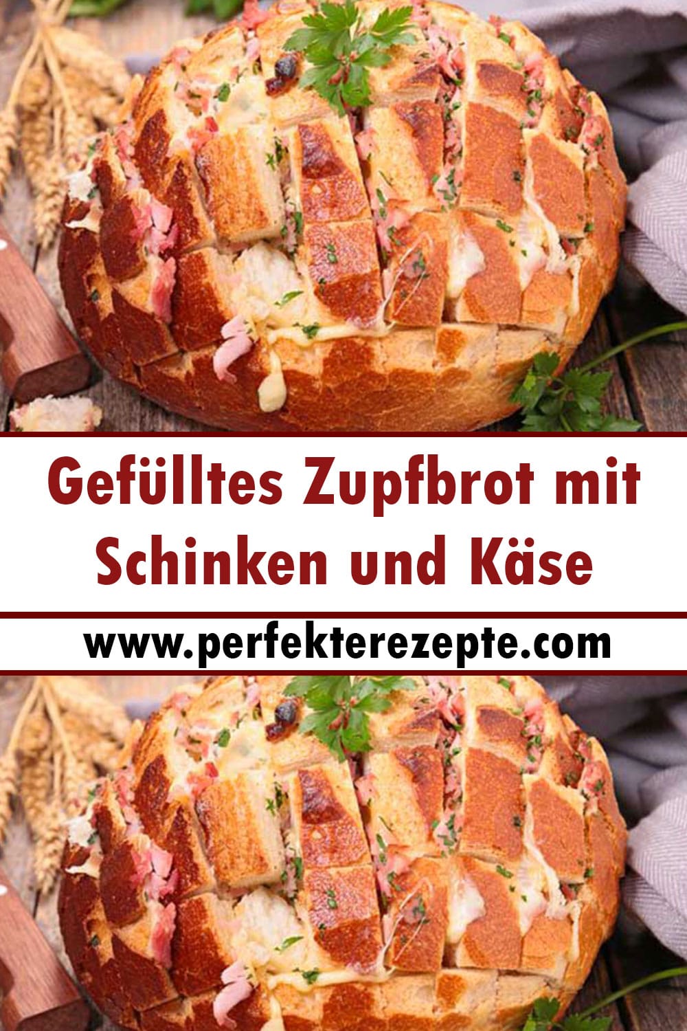 Gefülltes Zupfbrot mit Schinken und Käse Rezept