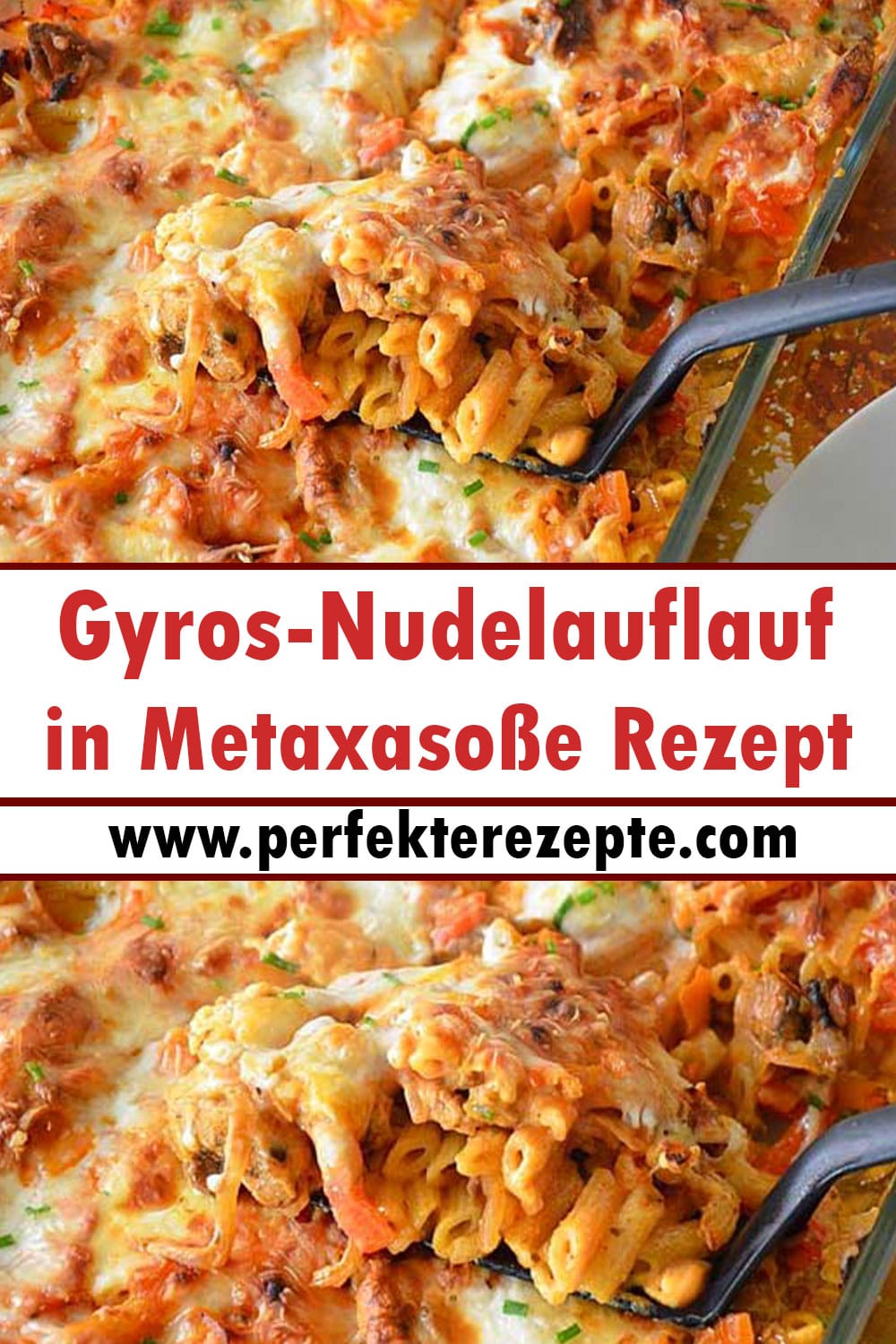 Gyros-Nudelauflauf in Metaxasoße Rezept