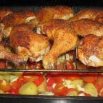 Hähnchenschenkel mit Ofen-Schmand-Gemüse Rezept