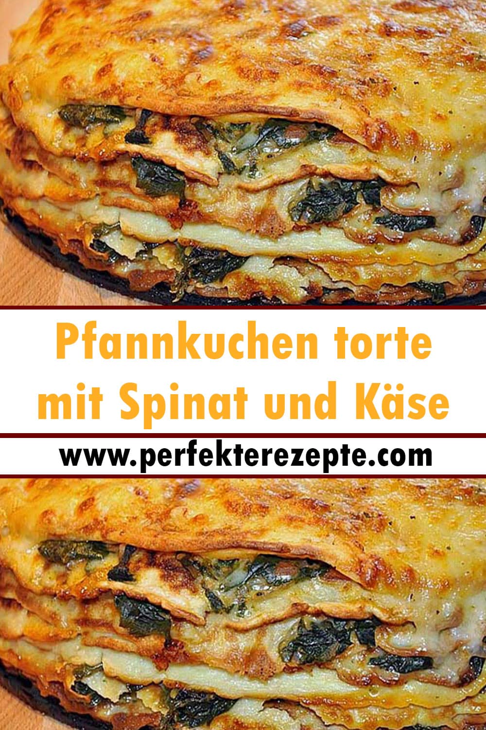 Pfannkuchen torte mit Spinat und Käse Rezept