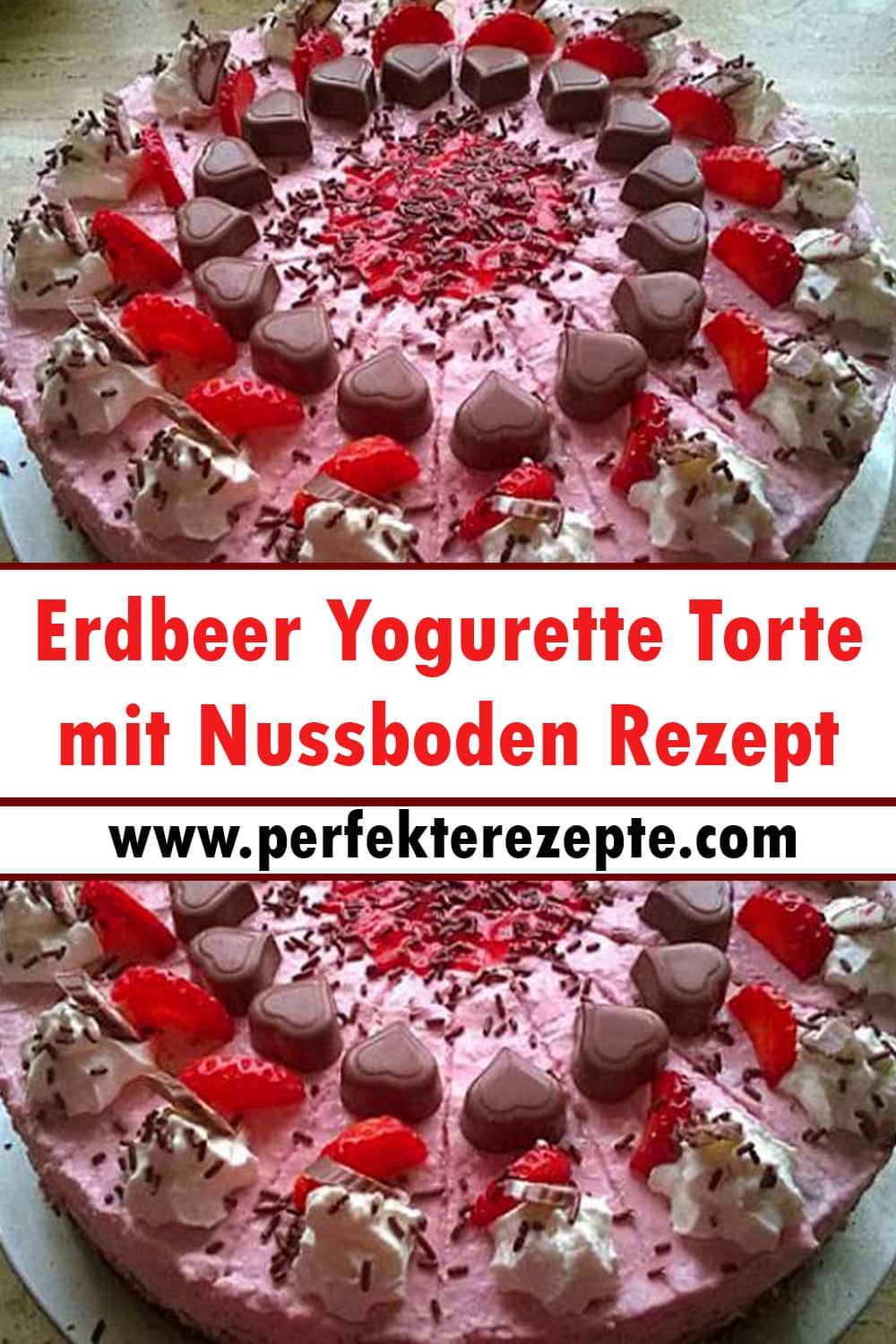 Erdbeer Yogurette Torte mit Nussboden Rezept