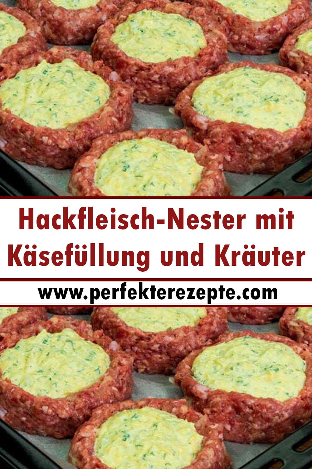 Hackfleisch-Nester mit Käsefüllung und Kräuter Rezept