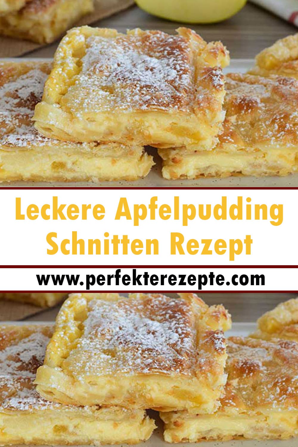 Leckere Apfelpudding Schnitten Rezept die immer gelingen