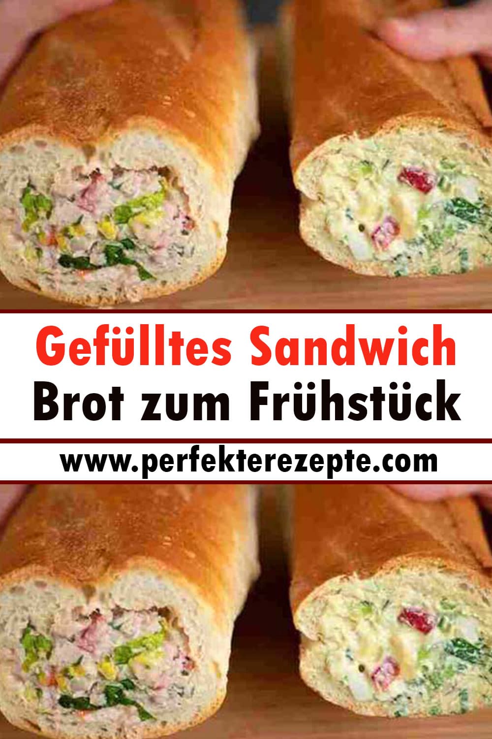 Gefülltes Sandwich Brot zum Frühstück Rezept