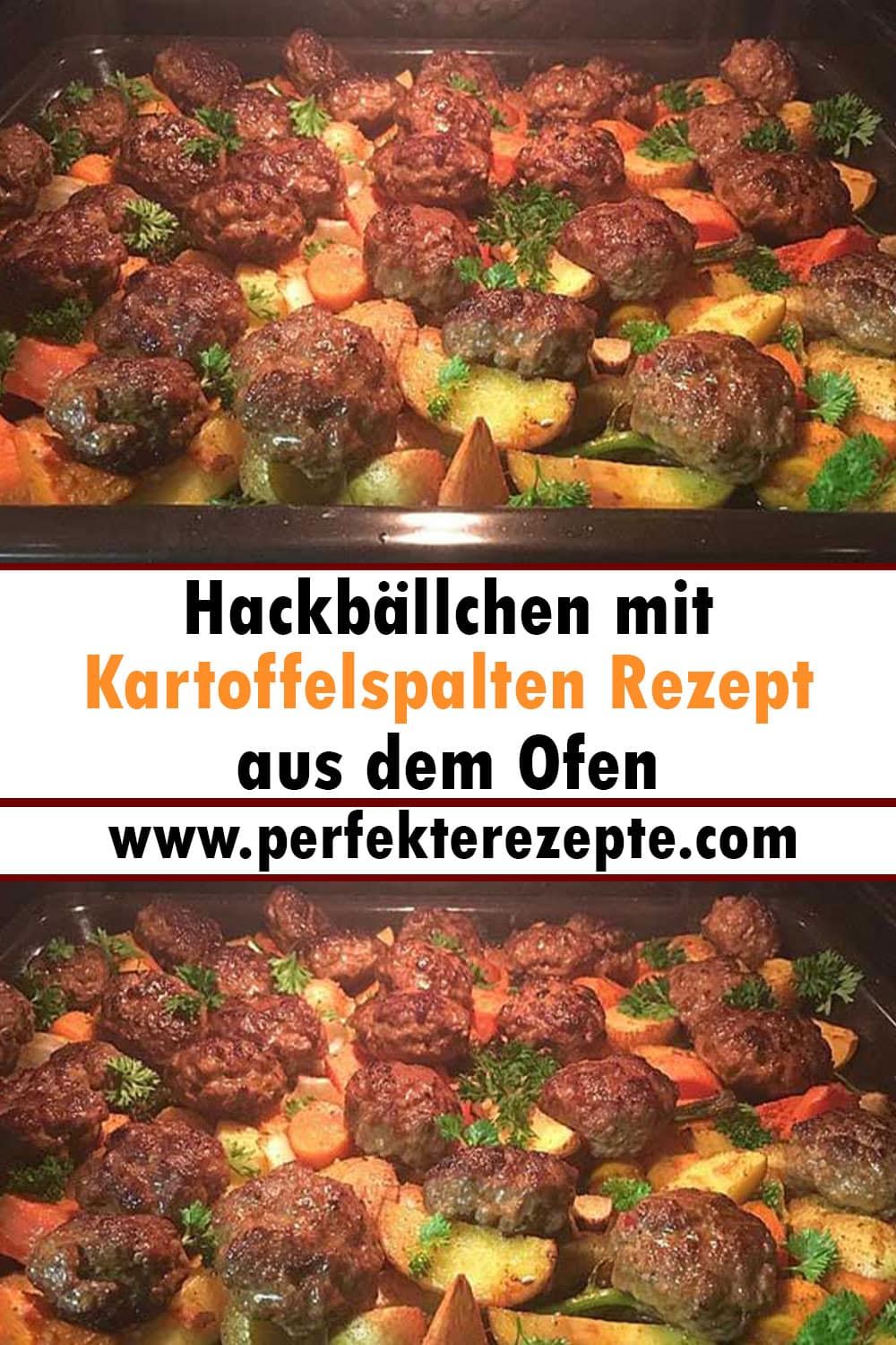 Hackbällchen mit Kartoffelspalten Rezept aus dem Ofen