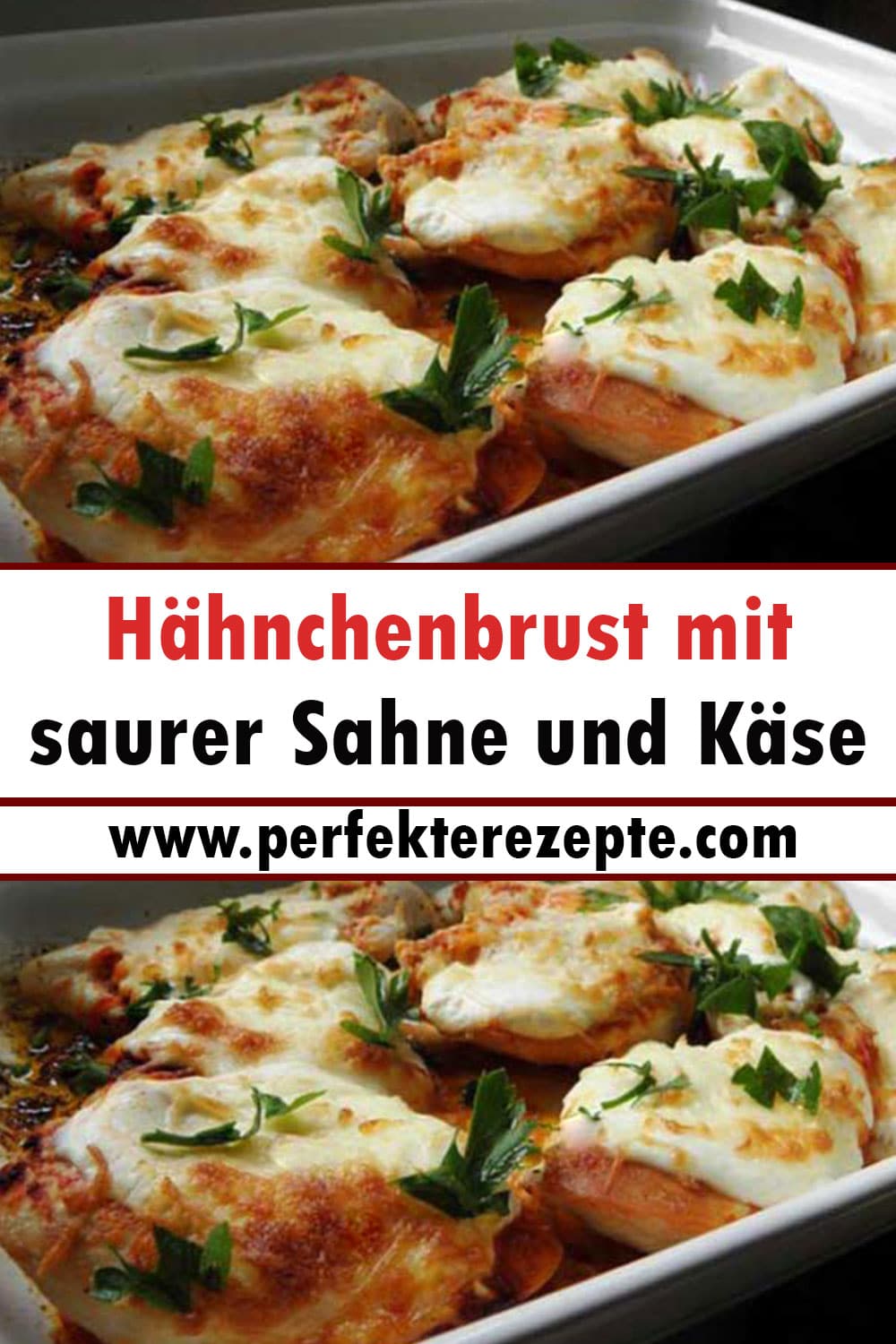 Hähnchenbrust mit saurer Sahne und Käse Rezept