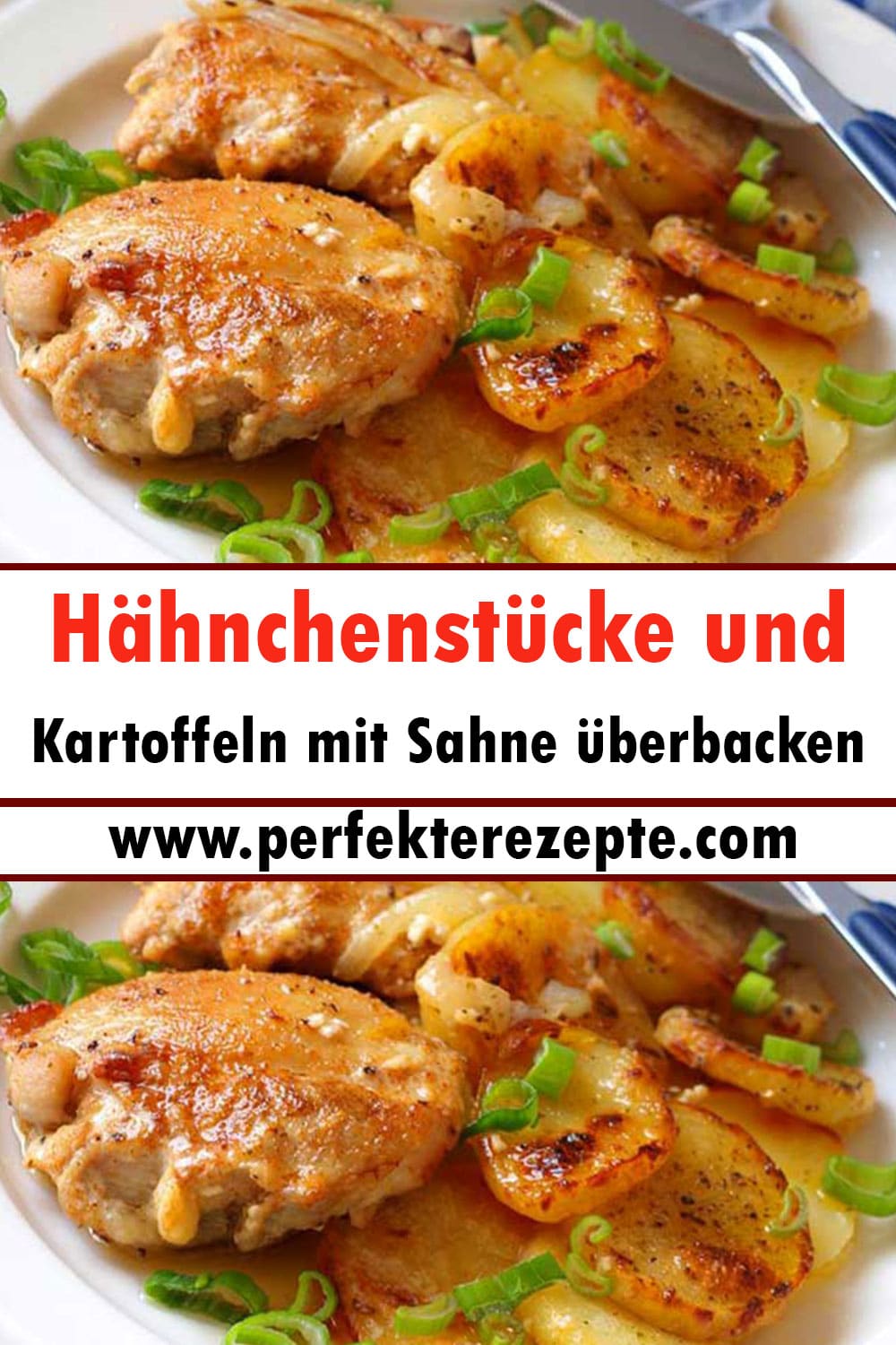 Hähnchenstücke und Kartoffeln mit Sahne überbacken Rezept