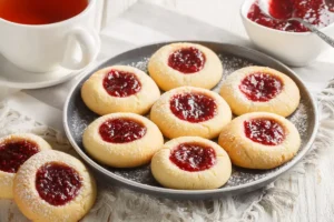 Marzipanbällchen mit Himbeergelee - Füllung : Weihnachtsplätzchen Rezept