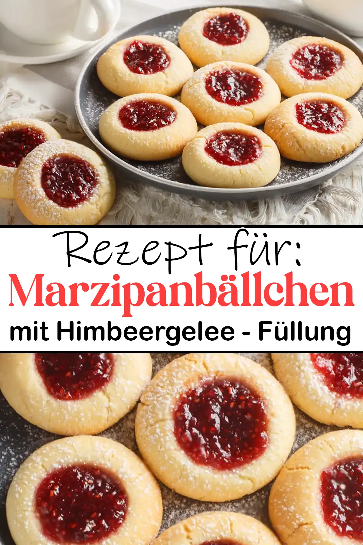 Marzipanbällchen mit Himbeergelee - Füllung : Weihnachtsplätzchen Rezept