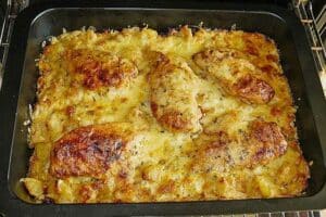 Bratkartoffelauflauf mit Schnitzel Rezept